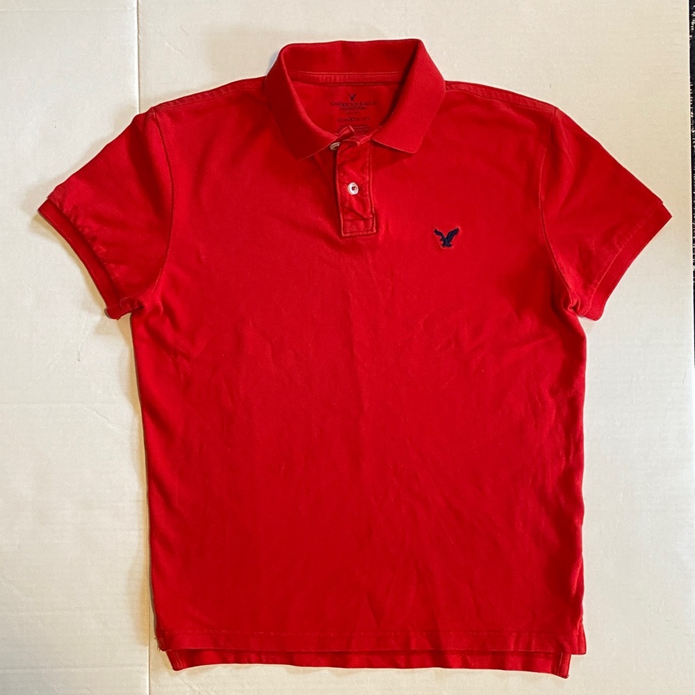 Men’s American Eagle Outfitters Red Polo Shirt with Navy Logo